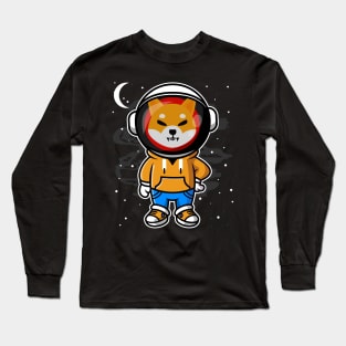 Hiphop Astronaut Shiba Inu Coin To The Moon Crypto Token Shib Army Cryptocurrency Wallet HODL Birthday Gift For Men Women Long Sleeve T-Shirt